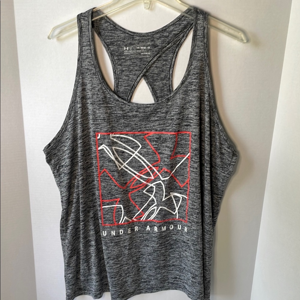 Under Armour Women's Gray Racerback Tank with Red Graphic